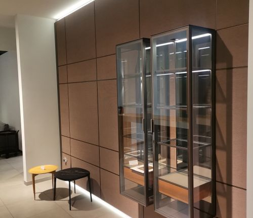 Система стеновых панелей Modulor с подвесными витринами Alambra